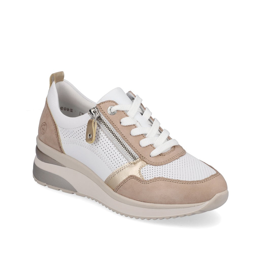 Basket cuir compensee REMONTE Femme blanc et beige Chaussures Grassler