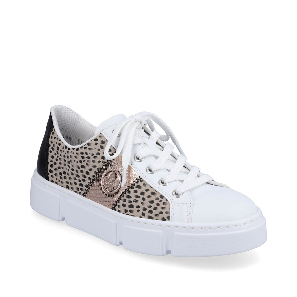 Basket RIEKER Femme blanc imprime leopard Chaussures Grassler